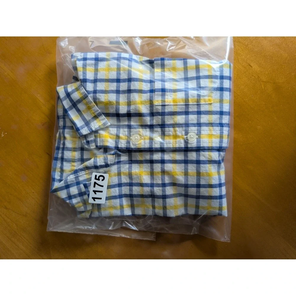 Janie and Jack Boys‎ Blue Yellow Plaid Button Down Shirt Long Sleeve Size 4